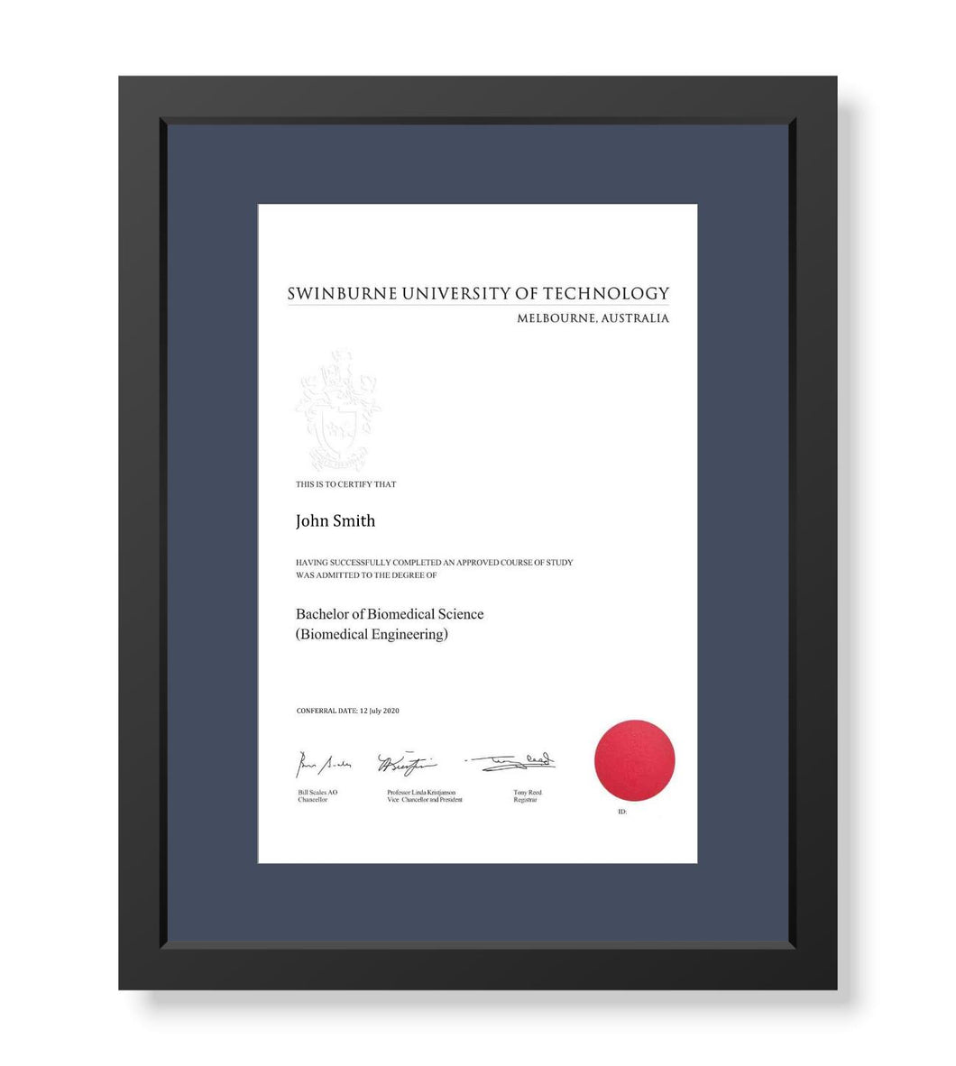 Swinburne university graduation certificate frame